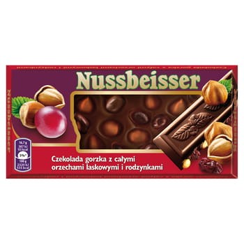 Czekolada gorzka z orzechami i rodzynkami Nussbeiser 100 g Nussbeisser_Nussbeiser_Czekolada_gorzka_z_orzechami_i_rodzynkami_100g_47534813_0_350_350.jpg