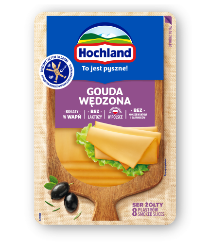 Ser żółty plastry Gouda wędzona Hochland 135 g Ser żółty plastry Gouda wędzona Hochland 135g
