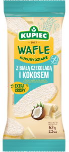 Kupiec wafle kukurydziane biała czekolada wiórki kokosowe 64 g