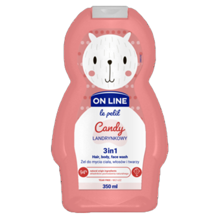 Nawilżający żel 3w1 o zapachu słodkiej landrynki On-Line 350 ml Nawilżający żel 3w1 o zapachu słodkiej landrynki On-Line 350ml