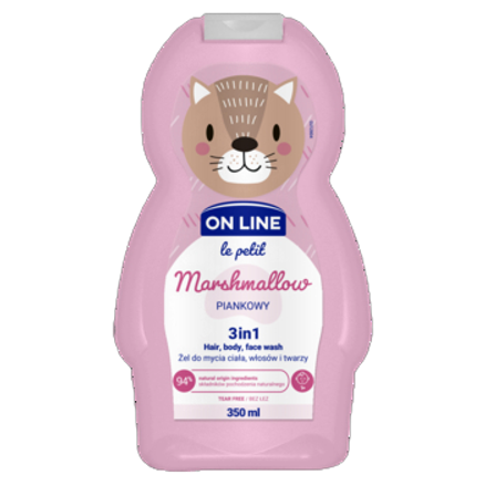 Nawilżający żel 3w1 o zapachu pianki marshmallow On-Line 350 ml Nawilżający żel 3w1 o zapachu pianki marshmallow On-Line 350ml