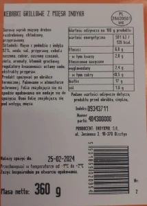 Kebabki grillowe z mięsa indyka 360 g indykpol