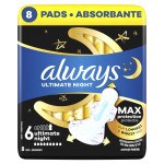 Always Ultimate Night Podpaski ze skrzydełkami, rozmiar 6, 8 sztuk