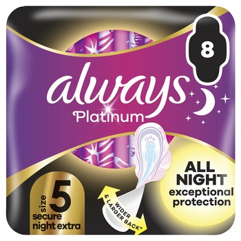 Always Platinum Podpaski ze skrzydełkami Secure Night Extra, 8 szt. 228255_0_1746739724224.jpg