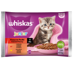 Whiskas Junior 2-12 miesięcy Klasyczne posiłki Sos z wołowiną i z kurczakiem 340 g (4x85 g)