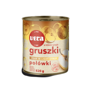 Gruszki połówki w syropie 820/460 g Vera