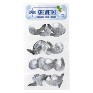 ABRAMCZYK Krewetki Białe 16-20 Surowe Bez Głowy Bez Pancerza Z Ogonkiem 20% 400/500 g OCEAN