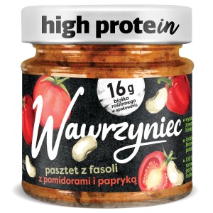 Wawrzyniec High Protein. Wysokobiałkowy pasztet z fasoli z pomidorami i papryką 180 g