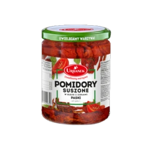 Pomidory suszone w oleju z ziołami paski 480 g/320 g Urbanek