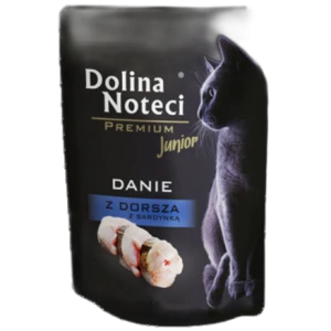 Dolina Noteci Premium Mokra karma Junior dla kociąt danie z dorsza z sardynką 85 g