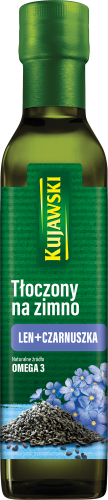 Kujawski olej lniany tłoczony na zimno z czarnuszką 250 ml 1013894.png