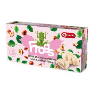 Carletti żaby w białej czekoladzie z nadzieniem z orzechów laskowych 148 g