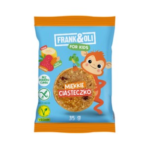Frank & Oli Miękkie ciasteczko For Kids z bananem i truskawką 35 g