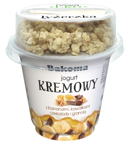 Jogurt Kremowy z bananami, kawałkami czekolady i granolą 230 g