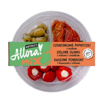 Allora Talerz mix antipasti 210 g oliwki zielone, suszone pomidory, papryczki czereśniowe 126110655%2F23807449%2F280153.png