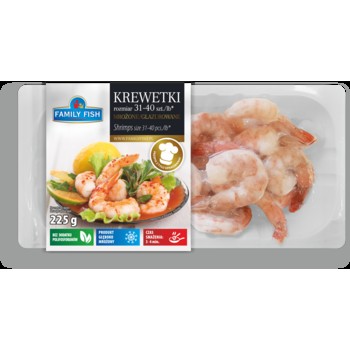 Family Fish Krewetki białe blanszowane obrane z ogonkiem 31-40 szt./lb,mrożone, glazurowane (Litopenaeus vannamei), masa netto bez glazury 225 g 163293_0_1746738375598.jpg