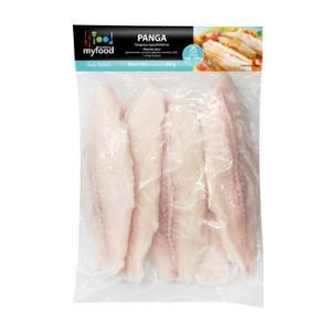 MyFood Panga sum (sum rekini) Pangasius hypophthalmus filety bez skóry, z wodą dodaną, produkt głęboko mrożony, rozmiar: 120 -170 g, 20% glazury, 800 g/1000 g