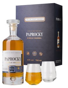 'Whisky Paprocky Single Barrel 40% 700 ml zestaw z 2 szklankami'
