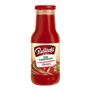 Pudliszki Sok pomidorowy ze świeżych pomidorów, pikantny 290 ml. Produkt pasteryzowany