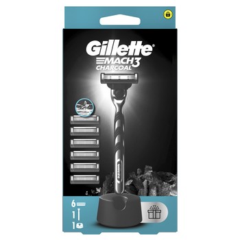 Gillette Mach3 Charcoal Maszynka do golenia dla mężczyzn ze stojakiem, 6 ostrzy wymiennych 53111_0_1746736047758.jpg