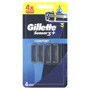 Gillette Sensor 3+Comfort Ostrza wymienne do maszynki do golenia, 4 wkłady z 3 ostrzami