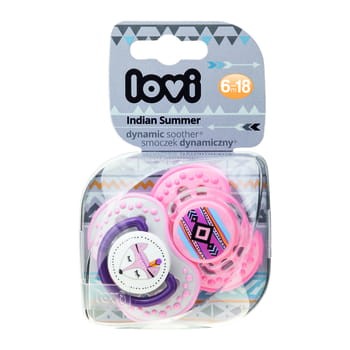 Smoczek uspokajający silikonowy dynamiczny Lovi 6-18 m-cy (2 szt) Indian summer 53857.jpg