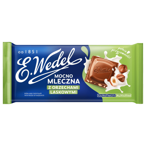 Czekolada Mocno mleczna z Orzechami Laskowymi E. Wedel 80g