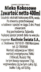 Kuc.Mleczko kokosowe 400 ml