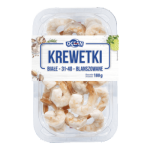 Abramczyk krewetki białe 31-40 blanszowane bez głowy bez pancerza z ogonkiem 20% 180/225 g ocean