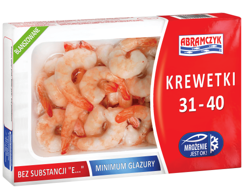abramczyk krewetki białe "duże", blanszowane, obrane, bez głowy, z ogonkiem, bez dodatków, 225g