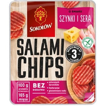 Salami chips szynka i ser Sokołów 60 g Salami chips szynka i ser Sokołów 60g