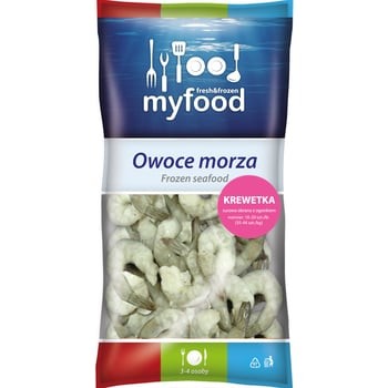 Myfood krewetka surowa obrana z ogonkiem, rozmiar: 16-20 szt./lb , glazura: 20%, 400 g/500 g myfood krewetka surowa obrana z ogonkiem, rozmiar: 16-20 szt./lb , glazura: 20%, 400g/500 g