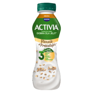 Jogurt Activia ze zbożami oraz szczepem bakterii ActiRegularis®.