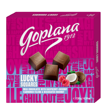 Goplana Lucky Squares Malina & Kokos 130 g 691061d5af9efe719ab84366cfe0881c.png