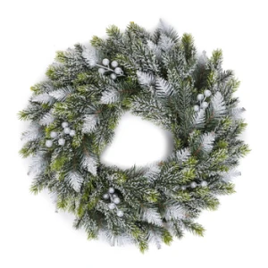 Wianek śnieżony sosna ze srebrną jarzębiną 40 cm