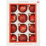 Vitbis Bombka szklana 60 mm/12 szt czerwony dekor