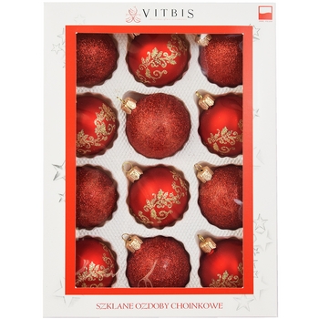 Vitbis Bombka szklana 60 mm/12 szt czerwony dekor 308638_0_1746741467329.jpg