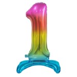 Balon foliowy Beauty&Charm Cyfra stojąca 1, tęczowa, 74 cm