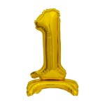 Balon foliowy Beauty&Charm Cyfra stojąca 1, złota, 38 cm