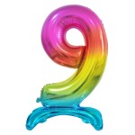 Balon foliowy Beauty&Charm Cyfra stojąca 9, tęczowa, 74 cm