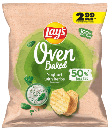 Lay's Oven Baked Chipsy o smaku jogurtu z ziołami 40 g Lay's Oven Baked Chipsy o smaku jogurtu z ziołami 40g