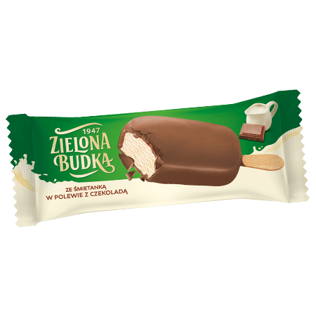 Zielona Budka Lody ze śmietanką w polewie z czekoladą 90 ml Zielona Budka Lody ze śmietanką w polewie z czekoladą 90ml