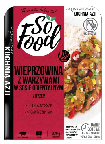 So Food Wieprzowina z warzywami w sosie orientalnym z ryżem 330g.