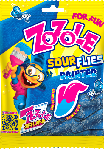 Zozole Kwaśne żelki barwiące język o malinowym smaku 75 g Zozole Kwaśne żelki barwiące język o malinowym smaku 75 g