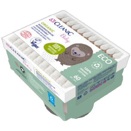 Patyczki higieniczne dla niemowląt i dzieci Cleanic Baby Organic 60 szt. Patyczki higieniczne dla niemowląt i dzieci Cleanic Baby Organic 60 szt.