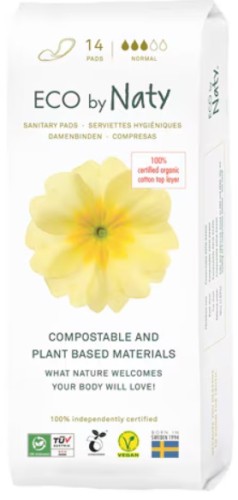 Ekologiczne podpaski, kompostowalne, Normal, 14 sztuk 6748_1_11353724.jpg