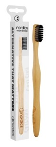 Szczoteczka do zębów bambusowa, średnia, czarna 18.8cm