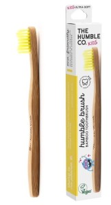 Szczoteczka do zębów dla dzieci, bambusowa ultra soft żółta 14.5cm