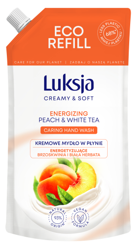 Mydło w płynie Luksja Creamy&amp;Soft brzoskwinia i biała herbata zapas 400ml