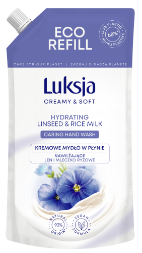 Mydło w płynie Luksja Creamy&amp;Soft len i mleczko ryżowe zapas 400ml